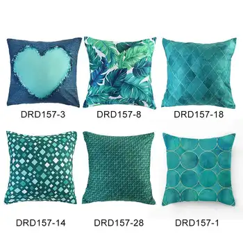 

(6 Styles)45x45CM Creative Simple Teal Blue Nature Style Pillow Cover Case Sofa Car Waist Throw Cushion Home Decoration