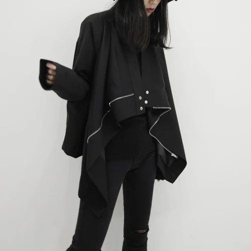 black GCC3250 XITAO Harajuku стильная женская куртка для миноритарных личностей Необычные пальто на молнии и куртки женские трендовые топы размера плюс GCC3250 - Цвет: black GCC3250