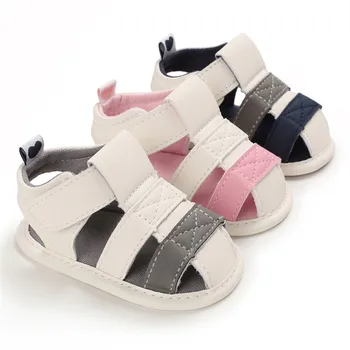

0-18M Summer Baby Boys Girls PU Leather Soft Sandal Moccasins Shoes Casual Cotton Bottom Anti-Slip Sandals