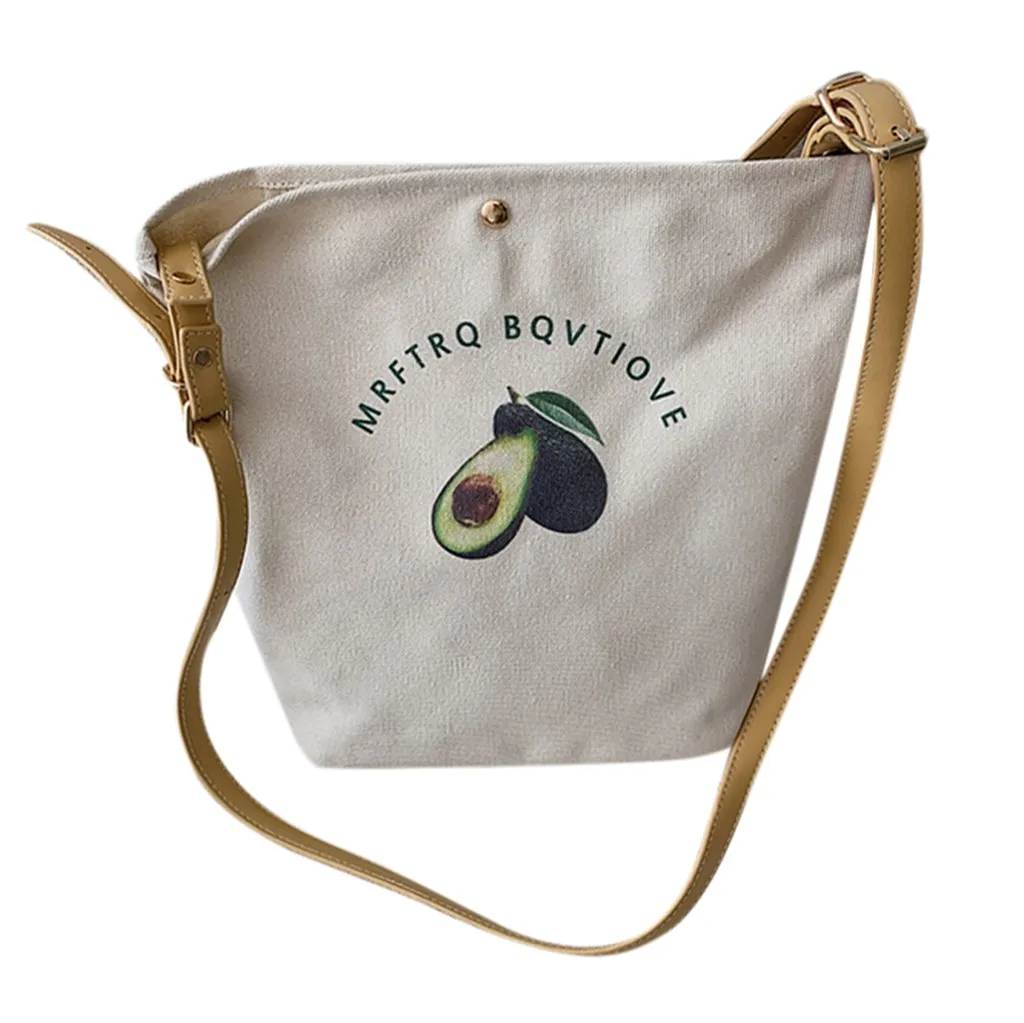 

Fashion Womens Simple Style Canvas Handbag Avocado print Shoulder Bag Messenger Bag
