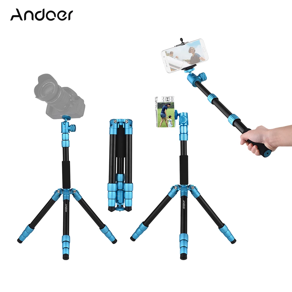 Andoer Q066 51 дюймов легкий портативный штатив-Трипод для камеры для путешествий селфи палка для DSLR для камеры GoPro Hero для iPhone