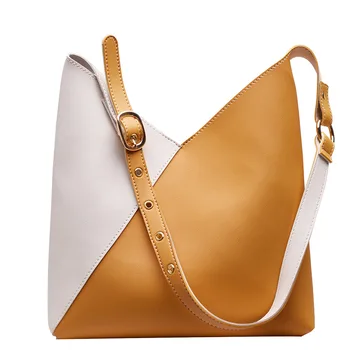

2019 Summer New PU Stitched Bucket Bag Casual Simple One-shoulder Bag Women's Bag Women Messenger Bags