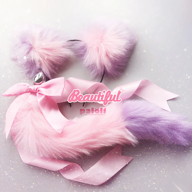 Erotic Accessories Fox Tail Bow Metal Butt Anal Plug Cute Soft Cat Ears Headbands Cosplay With Collar And Chain Adult Sex Toys