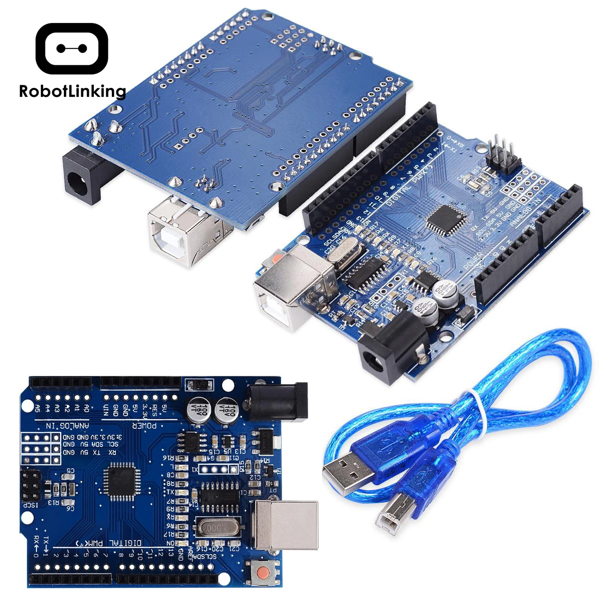 UNO R3 Placa de desarrollo ATmega328P CH340 CH340G para Arduino UNO R3 con cabezal de Pin recto