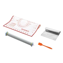 Антипригарная Скалка силиконовая тиснение помадка шкала регулируемый торт Тесто Ролик оборудование для выпечки инструмент