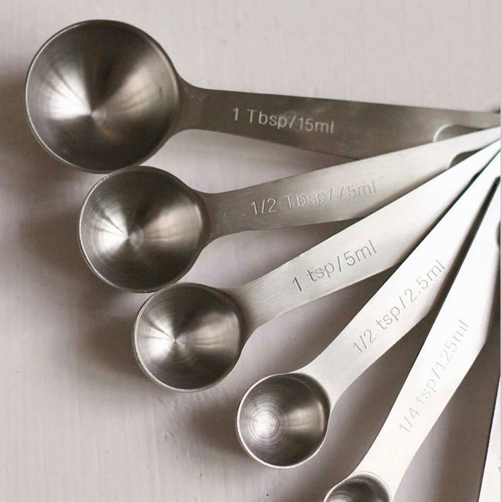 6 PCS Measuring Spoons Baking Tools Stainless Steel Baking Scale Measuring Seasoning Spoons Spoon Set