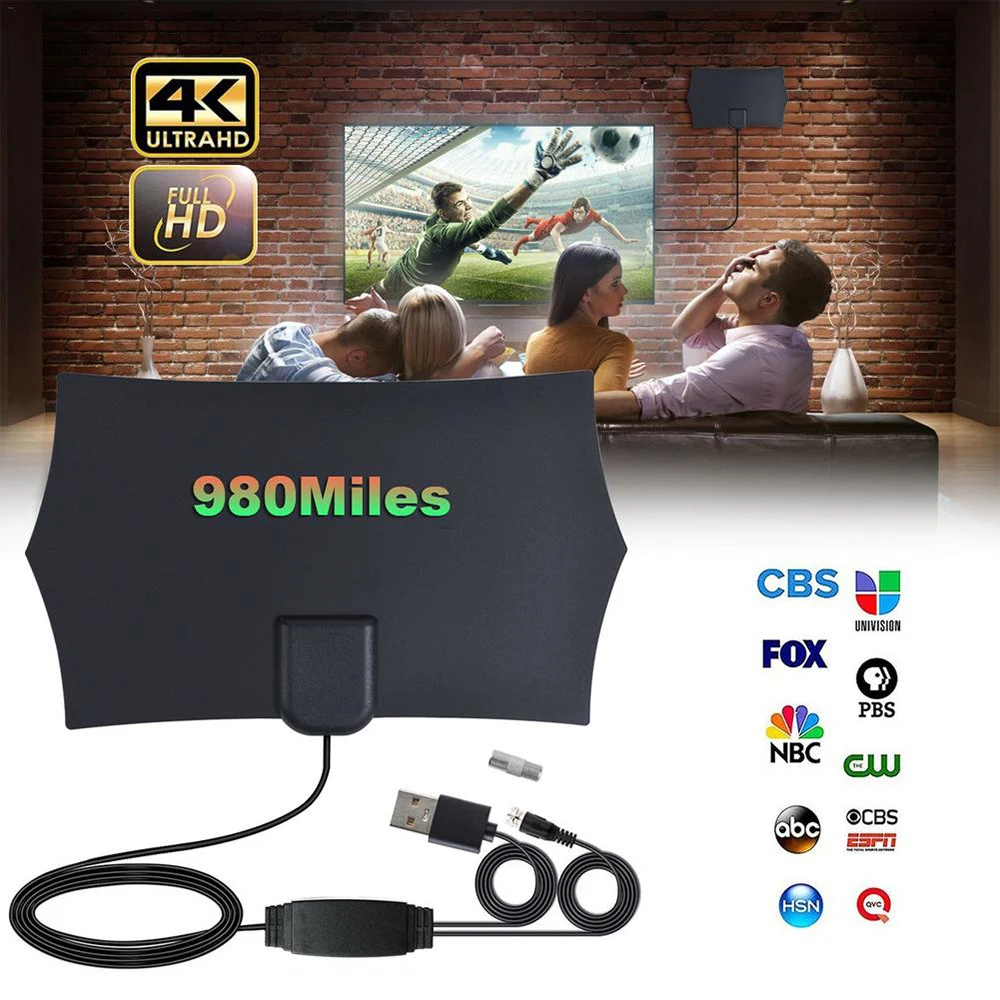 Универсальная 980Miles Max 4K цифровая HD ТВ комнатная антенна ТВ антенный усилитель тв приемник сигнала с высоким коэффициентом усиления сигнальный ресивер