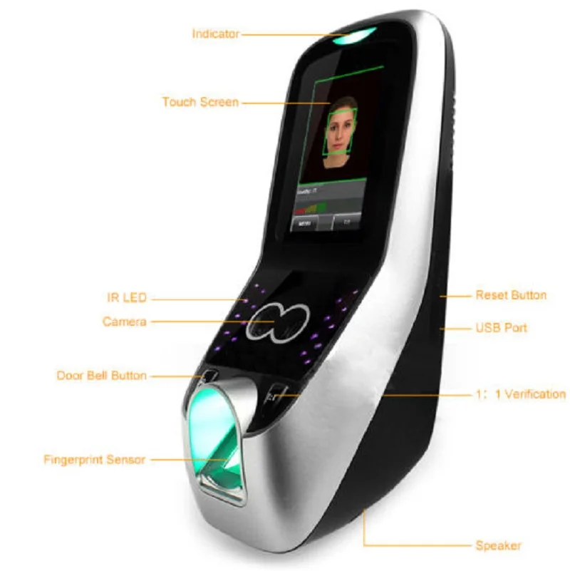 ZKSoftware iFACE7 Multibio 700 Face & Fingerprint Time Attendance Access Control Machine 3" Screen Face Recognition Teminal