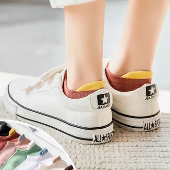 

Summer women's socks new cotton thin solid color heel small ears boat socks women's women's low top shallow sport boat socks