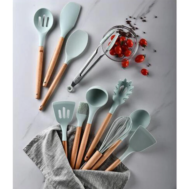 12pc-Silicone-Cooking-Tools-Set-Spatula-Shovel-Spoon-With-Wooden-Handle-Kitchenware-Practical-Kitchen-Cooking-Utensils