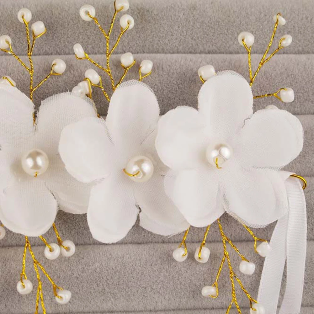 Women Girl Pearl Flower Wedding Bridal Headband Clip Hair Band Tiara Accessories