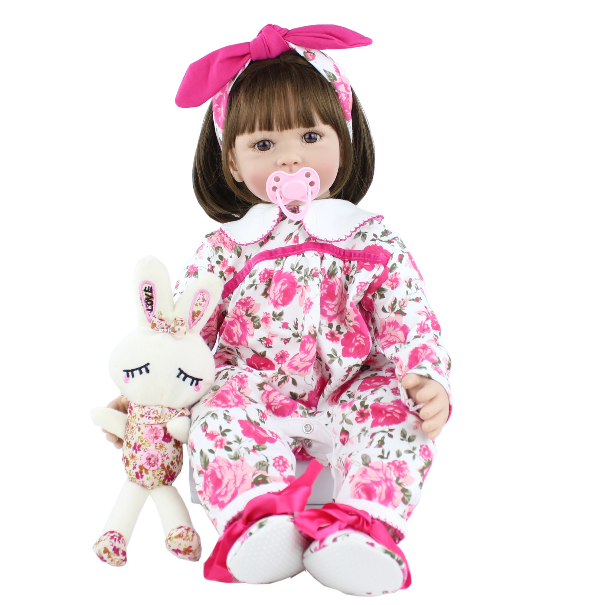 60 см мягкие силиконовые игрушки Reborn Baby Doll, как настоящая виниловая принцесса, платье для маленьких девочек, куклы, милый детский подарок на день рождения