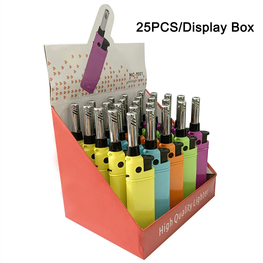 

80pcs/lot Mini Lighter Kitchen Candle BBQ Refillable Plastic Butane Gas Lighters Outdoor Fire Starter