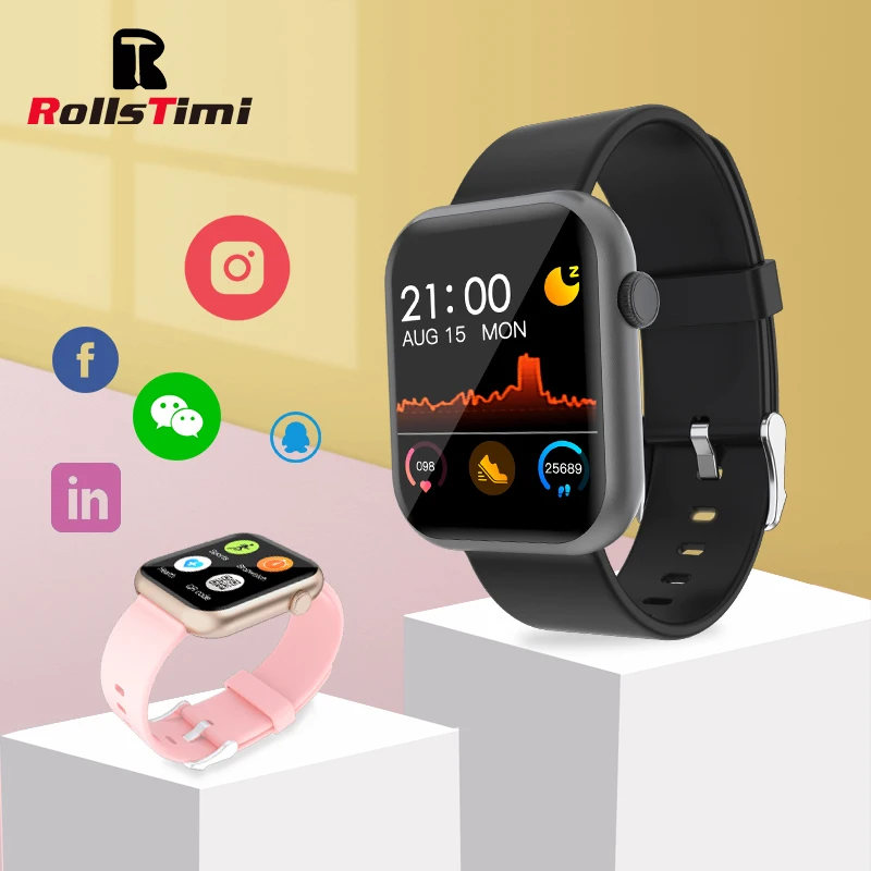 

Rollstimi 2021 men's wrist Smart watch fashion Fitness bracelet Sleep heart rate monitoring incoming call Ladys small game watch