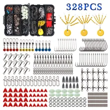 328 шт. джиг рыболовные снасти с тройными Крючки рыболовные крюки Вертлюги защелки Техасские установки грузила рыболовная коробка