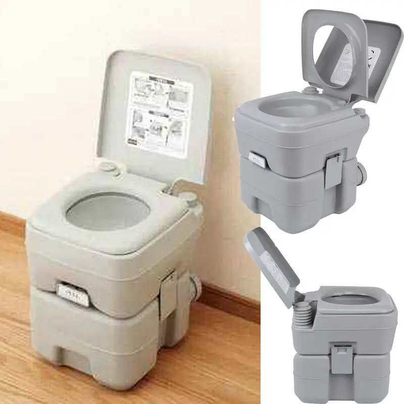 WC Portátil con Tapa Baño Autocaravana Inodoro Portátil para Camping 20 L