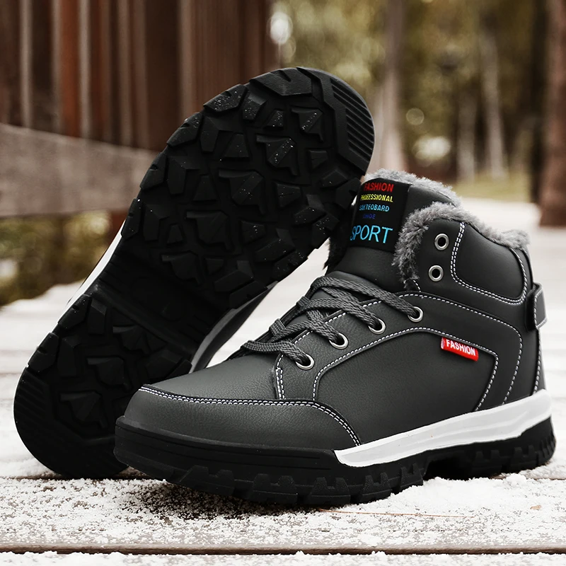 

New Winter Men's Boots Designer Fur Men Snow Boots Rubber Sole Men Ankle Boots Tactical Waterproof Men Shoes Winter warm boots