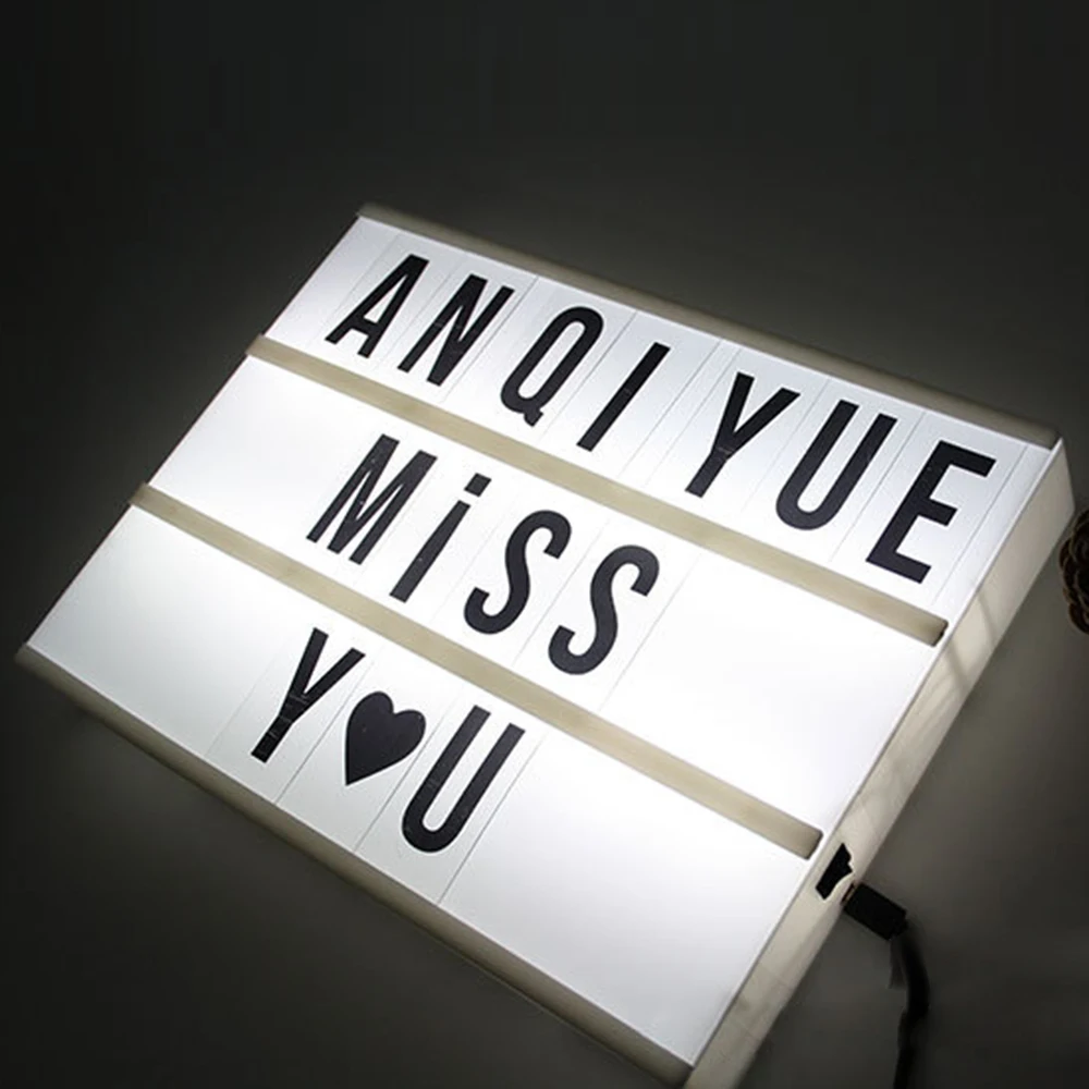 cat night light A6 A5 A4 Size LED Combination Night Light Box Lamp DIY Black Letters Cards USB AA Battery Powered Message Board Cinema Lightbox night lamp for bedroom wall