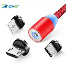Sindvor 1 м светодиодный магнитный кабель и кабель Micro USB и кабель usb type C нейлоновый Плетеный Тип C магнитное зарядное устройство, кабель для iPhone Xs Max