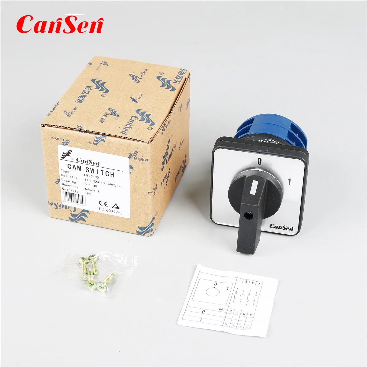 AC 440V Ui 690V 32A поворотный Кулачковый выключатель OFF-ON/0-1 2 Позиции 4 полюса 8 клемм (CE TUV)