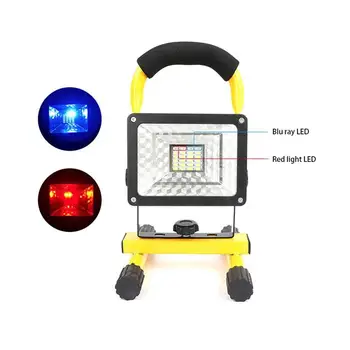 

1 Pcs Outdoor Work Light High Power LED Flood Light Rechargeable Site Search Light Red and Blue Flashing Warning Light
