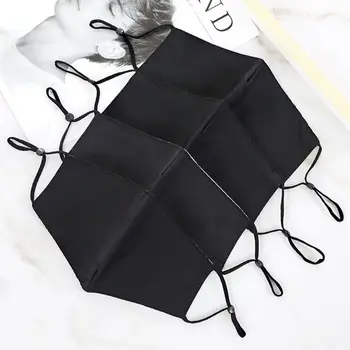 

Unisex Black Cotton Mouth Mask Dustproof Sunscreen Earloop Washable Respirator