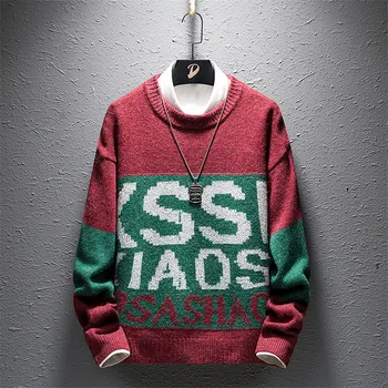 

Sweater Men Autumn Winter Brand Hot 2019 Casual O-Neck Patchwork Knitting Mens Sweaters Pullover Men/Women Streetwear knitwear