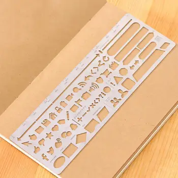 

1PC Vintage Portable Stainless Steel Stencils Hollow Ruler Template Stationery Cute DIY Gift Planner Drawing Tool Notebook E2Q2