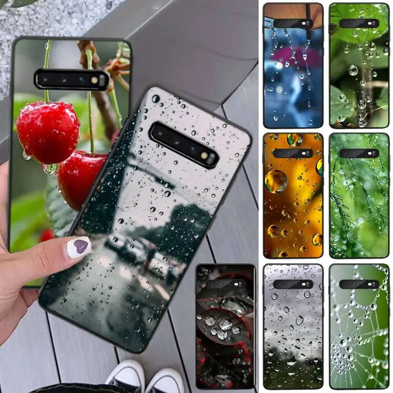 

Rainy day dew Soft Silicone Black Phone Case For Samsung S8 S8 Plus S9 S9 Plus S10 S10 plus S10E lite S10-5G S20 UITRA plus