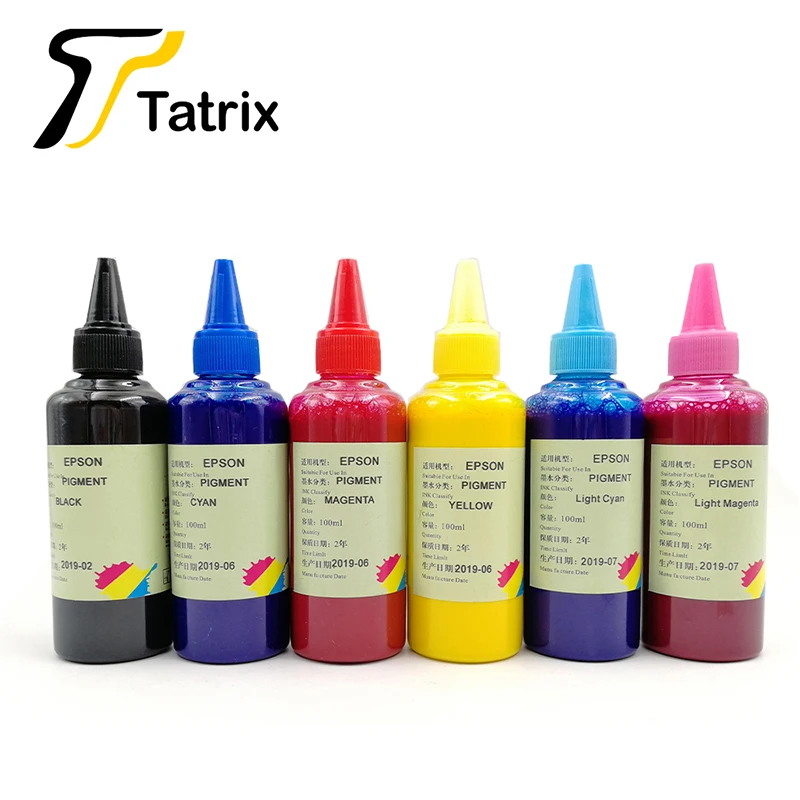 Татрикс 6X100 мл заправка чернил для картриджей Epson, пигментные чернила фоточернила для струйный принтер Epson - Цвет: 6 Colors