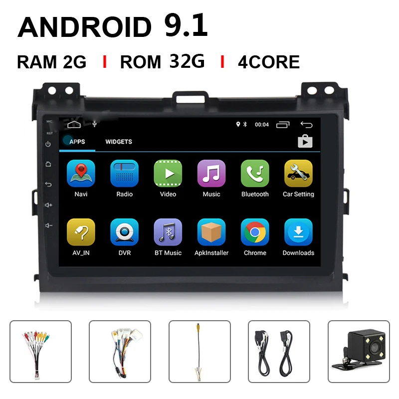 9 дюймов 2 Din Android 9,1 Автомобильный мультимедийный плеер для Toyota Prado 120 2004-2009 авто радио 2din gps навигация FM камера DVR OBD - Цвет: 2 32G With Camera