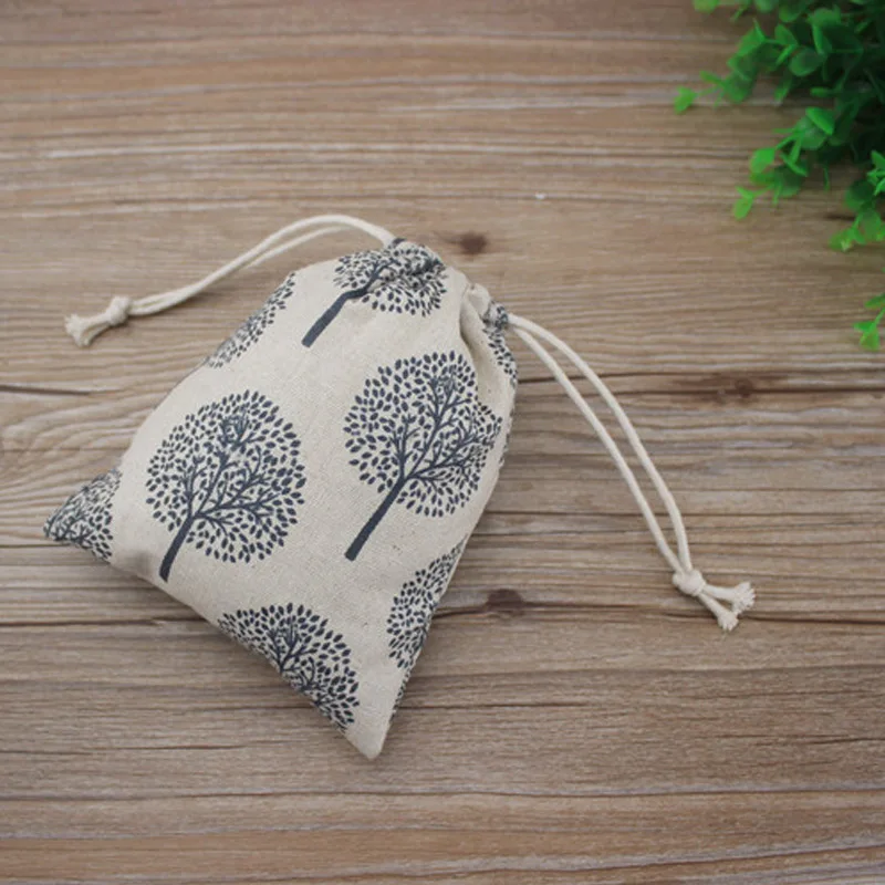 Happy Tree Linen Dust Sack 8x10cm 9x12cm 10x15cm 13x17cm Makeup Jute Jewelry gift Bags Pouches