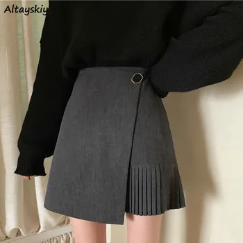 

Skirts Women A-line High Waist Sequined Mini Solid Casual Simple Korean Style Elegant Trendy Autumn Winter Vintage Womens Daily