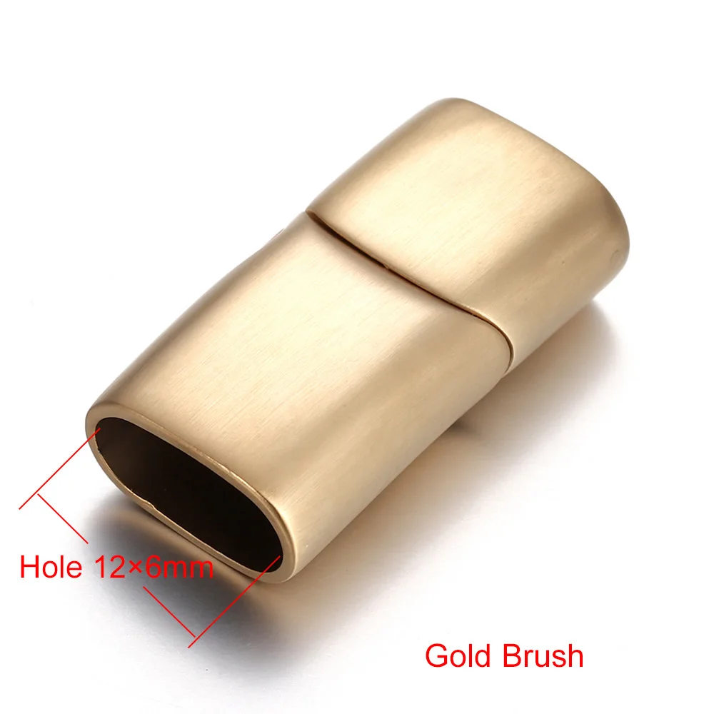 Gold Brush 12x6mm 2 комплекта Магнитная застежка из нержавеющей стали 8*4 мм 10*5 мм 12*6 мм кожаный шнур магнитная пряжка DIY Ювелирные изделия принадлежности для браслетов - Цвет: Gold Brush 12x6mm