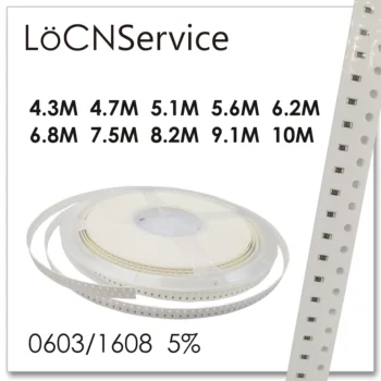 

LoCNService 0603 J 5% 5000pcs 4.3M 4.7M 5.1M 5.6M 6.2M 6.8M 7.5M 8.2M 9.1M 10M smd 1608 resistor OHM