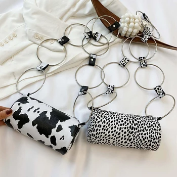 

Fashion Animal Pattern Women Messenger Handbag Circle Ring Handle Lady PU Leather Small Shoulder Bag Totes