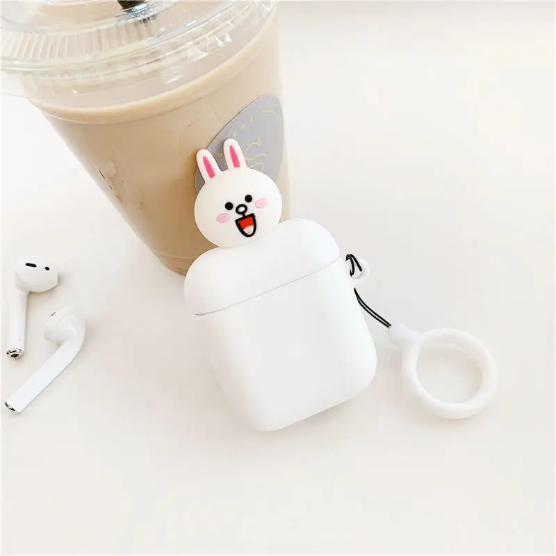 A Для Apple AirPods Earpods чехол 3D милый мультяшный Лев персик коричневый Медведь Кролик кошка собака щенок беспроводной чехол для наушников для Airpods 2 - Цвет: A