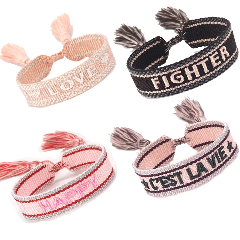 Handmade Personalizable Twisted Adjustable Embroidered Friendship Bracelet