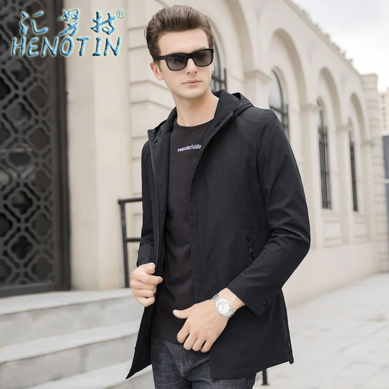 

Sink Knut New Style Spring Mid-length Youth Hooded Trench Coat Coat Jacket Korean-style Slim Fit Genuine Product Men'S Wear Fash
