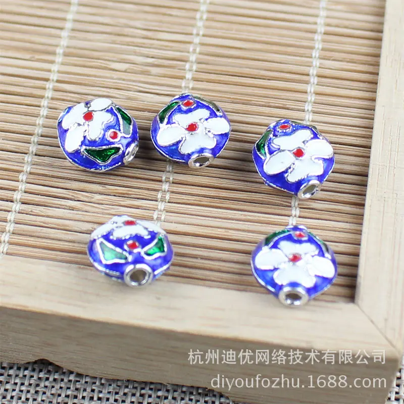 Аксессуары cloisonne кулон двухсторонний DIY Ювелирные Браслеты ожерелье с фиксатор бусин, бусины сплав серебро Bluing эмаль вин