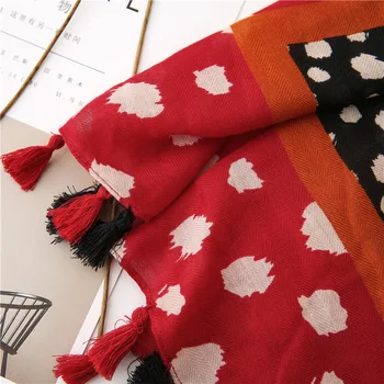 

KYQIAO шарф женский vintage long red black leopard winter scarf women SPAIN STYLE long print scarf Sjaal Muslim Hijab Snood