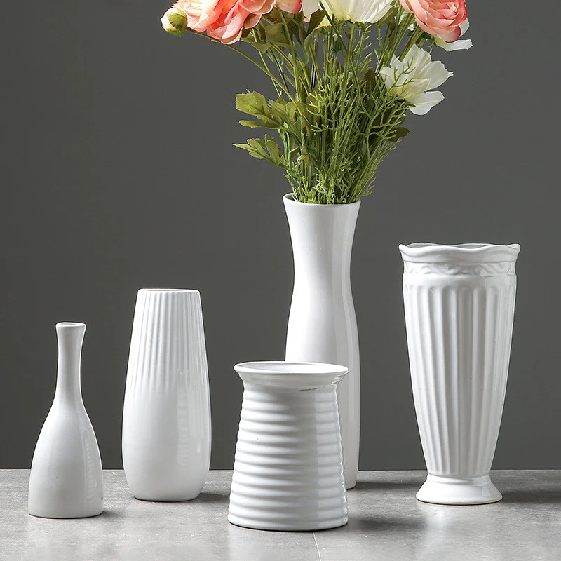 Top Quality White Ceramic Flower Vase Living Room Decoration Contracted Porcelain Wedding Crafts Household Decor | Дом и сад