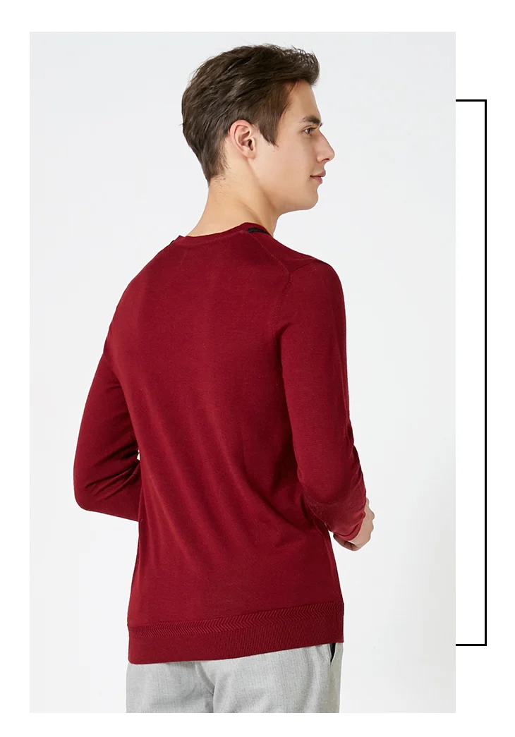 Выбранный шерсть v-образный вырез с длинными рукавами пуловер вязаный мужской осенний свитер одежда T | 419124528