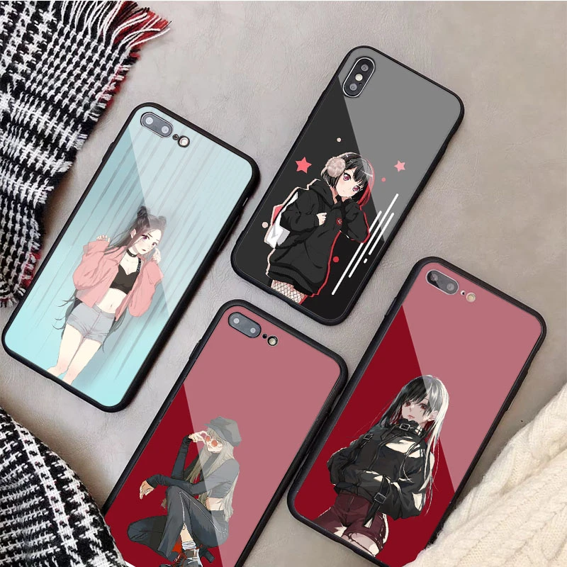 Anime Gir Kính Cường Lực Điện Thoại Dành Cho Iphone 12 11 Pro Max 5 6 7 8 PLUS X XS XR XSMax Vỏ 12Pro Bao Vỏ clear phone cases