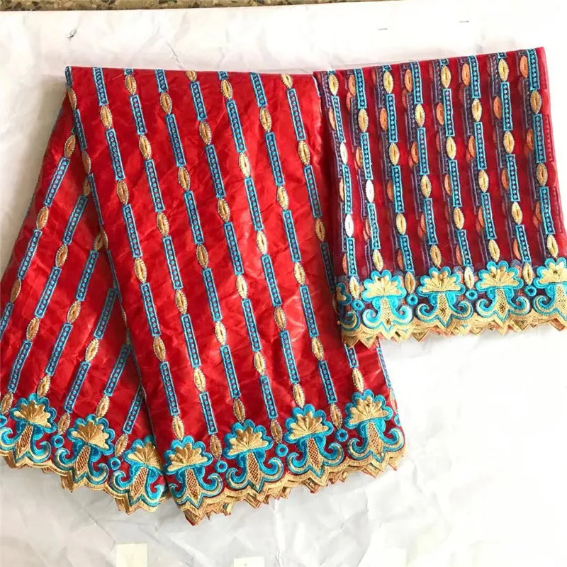 Высокое качество 5 ярдов Базен Riche дизайн Африканский Базен кружевная ткань+ 2 ярдов сетка тюль кружево с бисером KY102520