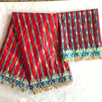 

High Quality 5Yards Bazin Riche 2018 New Design African Bazin lace Fabric+2 Yards Mesh Tulle Lace With Beads KY102520