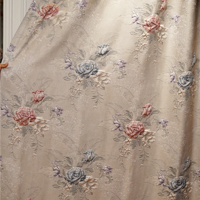 cloth curtain Новые Классические/постсовременные Роскошные 3D жаккардовые рельефные толстые затененные декоративные шторы для гостиной, спальни, отеля, кухни - Цвет: cloth curtain