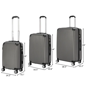 

Luggage Set Travel Bag ABS Trolley Spinner Suitcase with TSA Lock Silver Gray