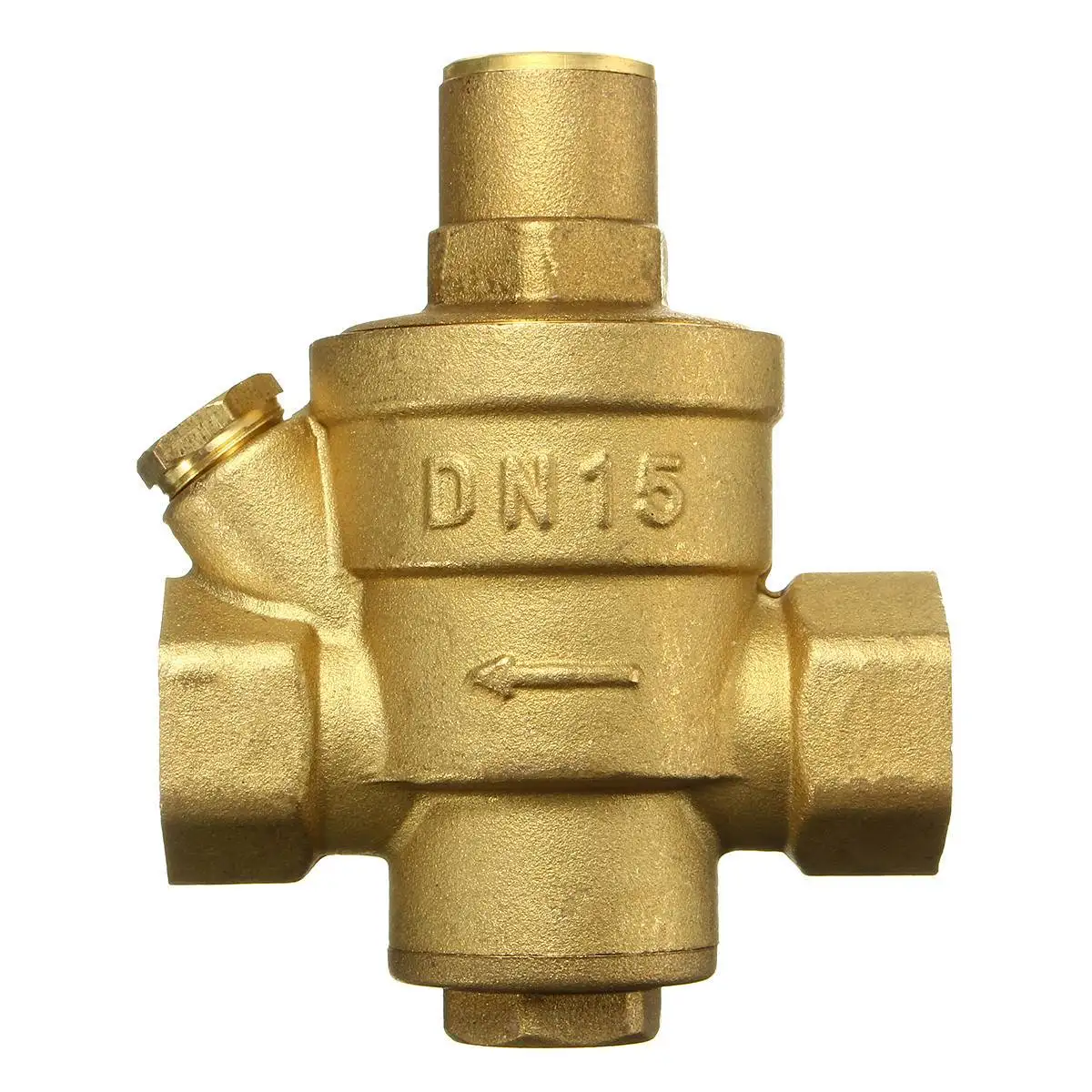 

1/2'' DN15 Brass Water Pressure Reducing Valve With Gauge Flow Adjustable 93x72mm