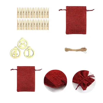 

1-24Number Bag Christmas Advent Calendar 24pcs DIY Countdown Calendar Garland Gift Bag New Year Christmas Home Decoration Bag